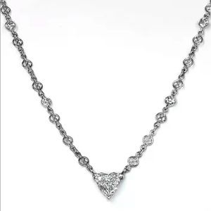 Platinum Heart Shaped Diamond Necklace 1.75 Carats